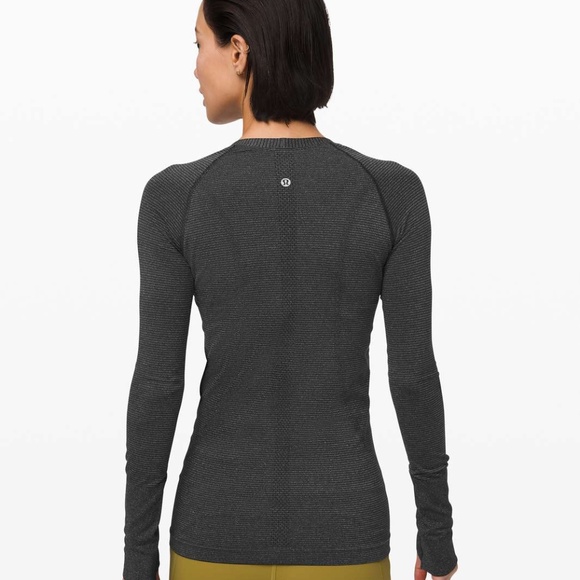 Lululemon Swiftly Tech Long Sleeve Top in Shine Black and Silver (Size 8) - Picture 2 of 8